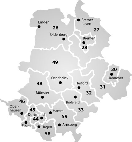 Unser Einzugsgebiet - Handelsagentur REINHARD in Münster